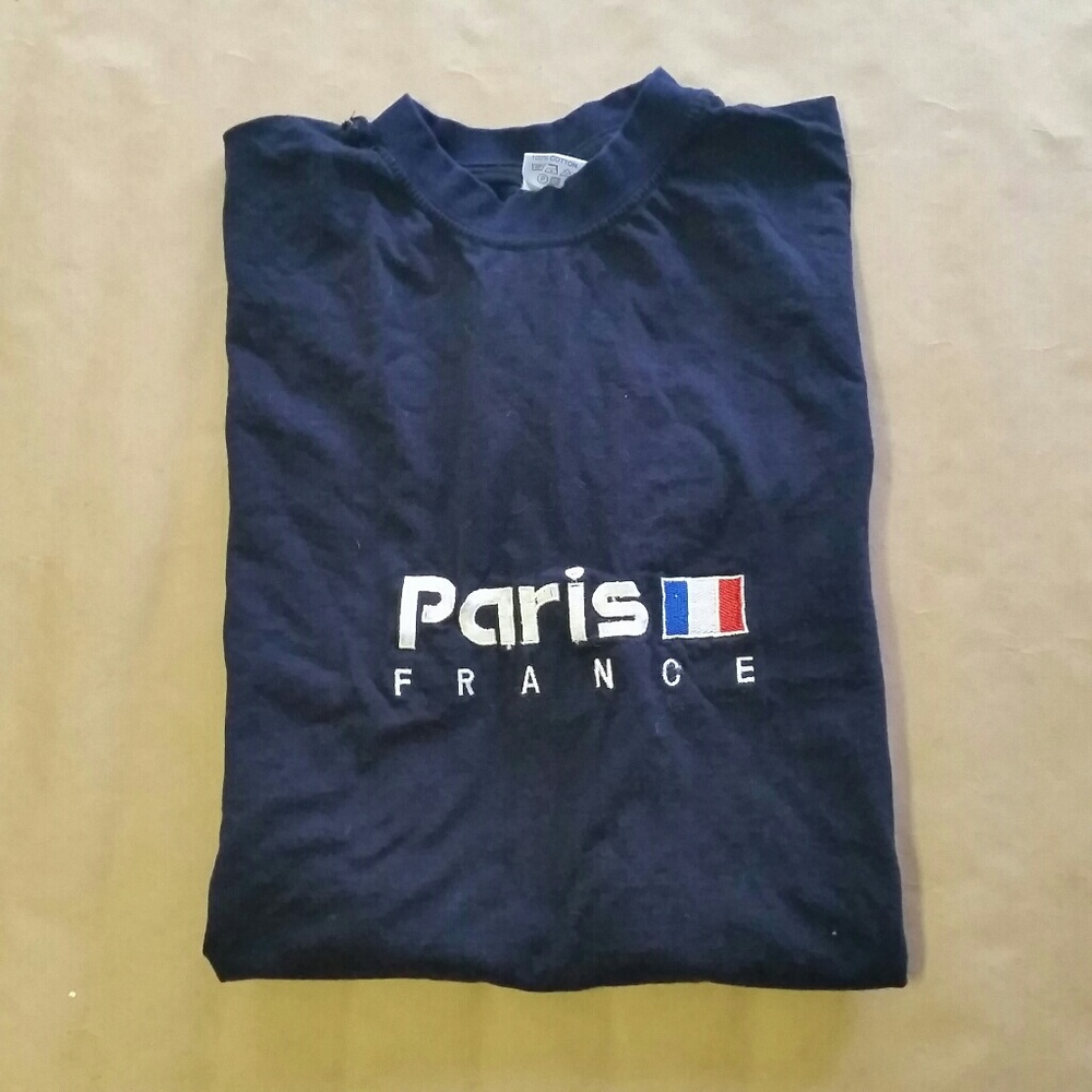 PARIS FRANCE TSHIRT TEE BLACK L